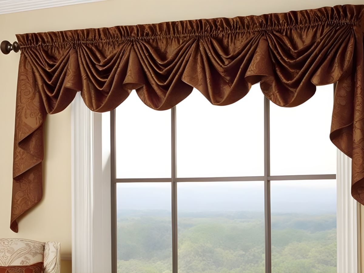 brown valance in living room